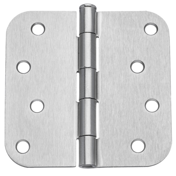 Dynasty Hardware 4" Door Hinges 5/8" Radius Corner, Satin Nickel
