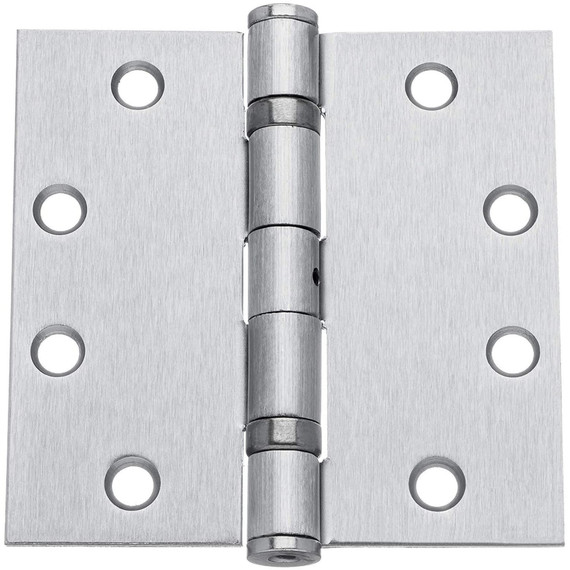 Dynasty Hardware Commercial Grade Ball Bearing Door Hinge 4-1/2 x 4-1/2 Full Mortise Brushed Chrome, Non-Removable Pin - 3- PACK