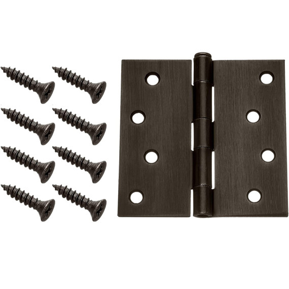 Dynasty Hardware 4" Door Hinges Square Corner, Oil Rubbed Bronze