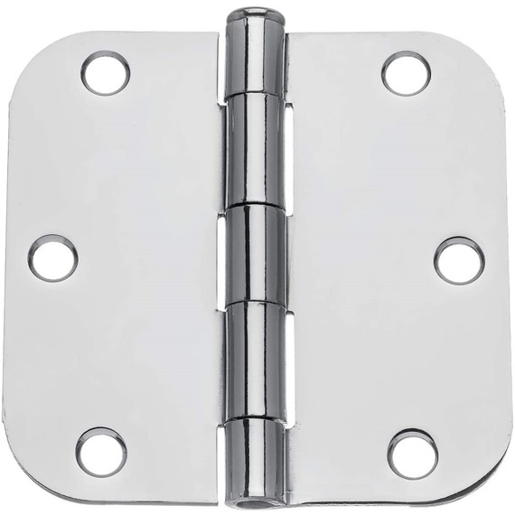 Dynasty Hardware 3-1/2" Door Hinges 5/8" Radius Corner, Polished Chrome