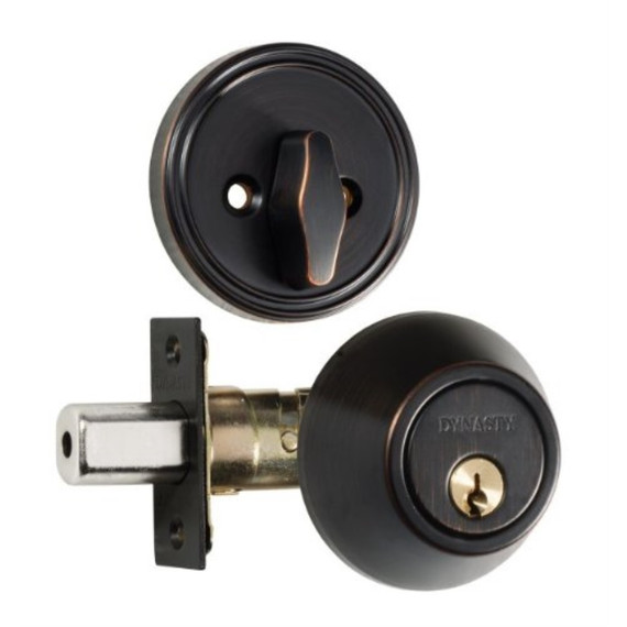 Dynasty Hardware DB-100-12P Single Cylinder Deadbolt, Aged Oil Rubbed Bronze