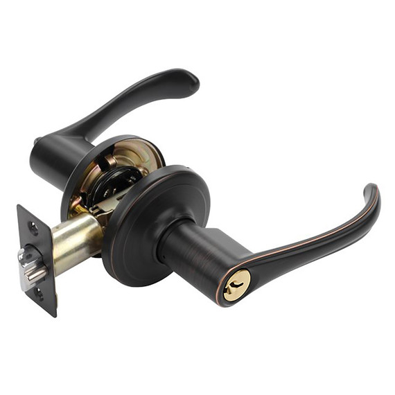 Dynasty Hardware VAI-00-12P Vail Lever Keyed Entry Set, Aged Oil Rubbed Bronze