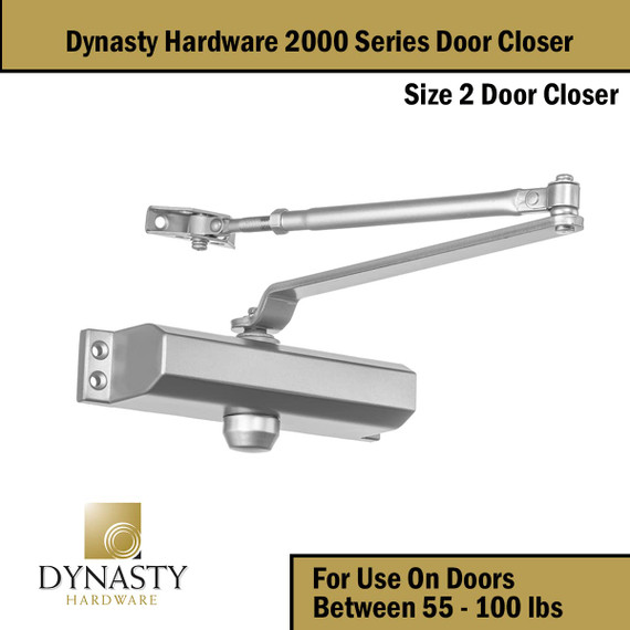 Dynasty Hardware 2000-ALUM Commercial Grade Door Closer, Size 2 Spring Aluminum