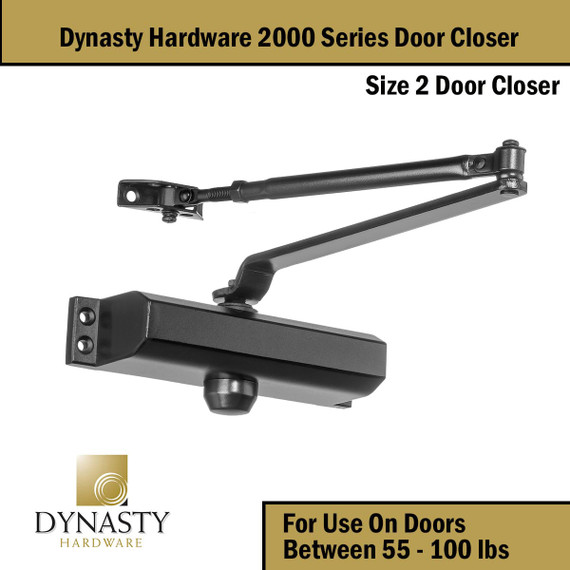 Dynasty Hardware 2000-DURO Commercial Grade Door Closer, Size 2 Spring, Brown