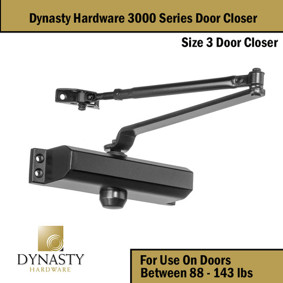 Dynasty Hardware 3000-DURO Commercial Grade Door Closer, Size 3 Spring, Duronotic/Brown