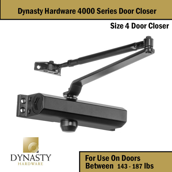Dynasty Hardware 4000-DURO Commercial Grade Door Closer, Size 4 Spring, Duronotic/Brown