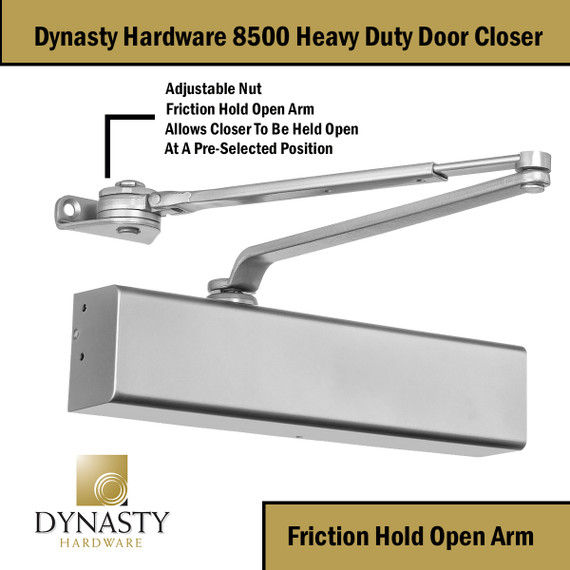 Dynasty Hardware 8500-HO-ALUM Door Closer with Hold Open Arm, Aluminum