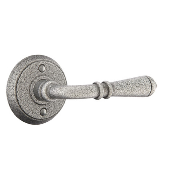 Emtek 7202-N-SWS Normandy Door Lever Privacy Set With Wrought Steel #2 Rosette Satin Steel