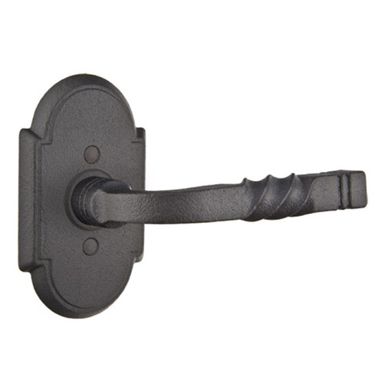 Emtek 7201-SC-FBS San Carlos Door Lever Privacy Set With Wrought Steel #1 Rosette Flat Black Steel