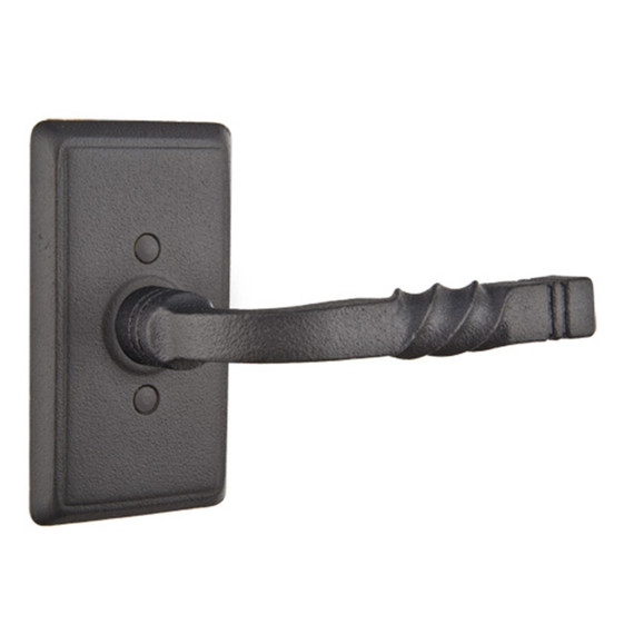 Emtek 7053-SC-FBS San Carlos Door Lever Dummy Set With Wrought Steel #3 Rosette Flat Black Steel
