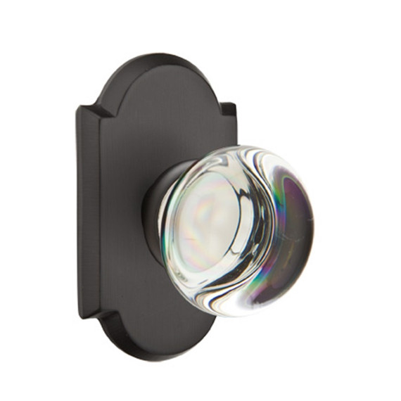 Emtek 7058-PC-FB Providence Crystal Door Knob Dummy Set With Sandcast Bronze #1 Rosette Flat Black