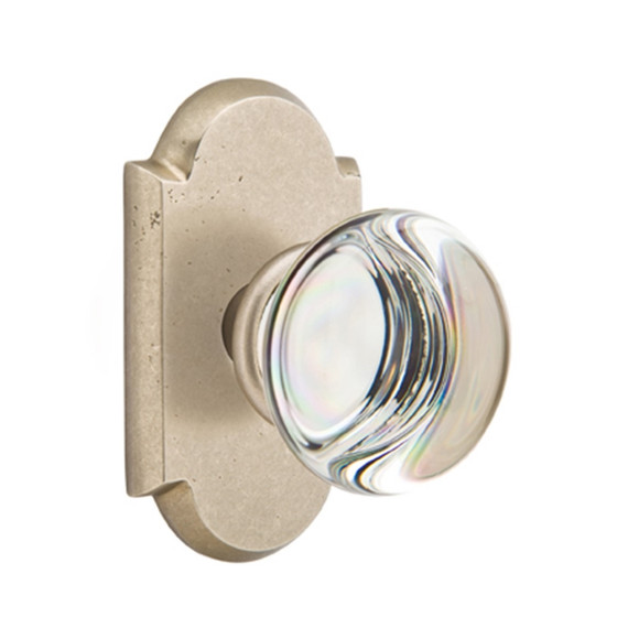 Emtek 7108-PC-TWB Providence Crystal Door Knob Passage Set With Sandcast Bronze #1 Rosette Tumbled White Bronze