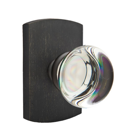Emtek 7200-PC-MB Providence Crystal Door Knob Privacy Set With Sandcast Bronze #4 Rosette Medium Bronze