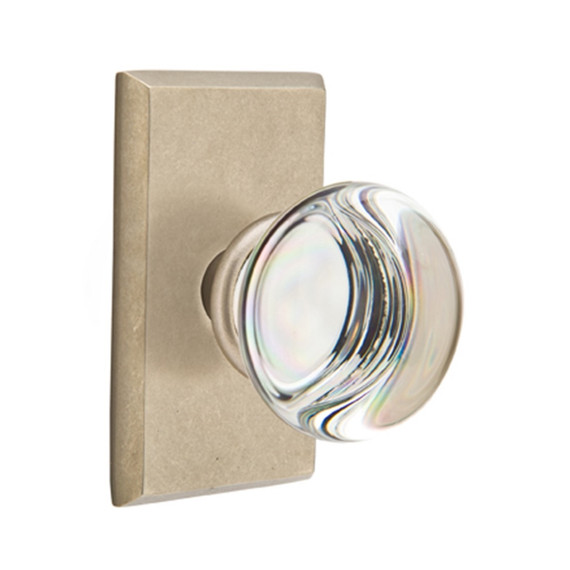 Emtek 7204-PC-TWB Providence Crystal Door Knob Privacy Set With Sandcast Bronze #3 Rosette Tumbled White Bronze