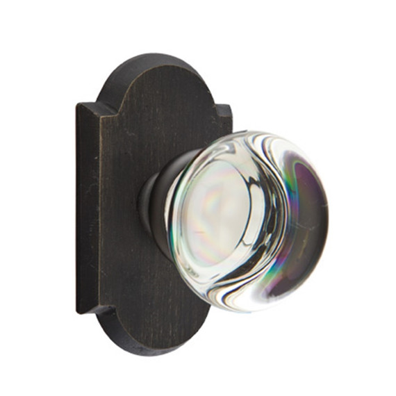 Emtek 7208-PC-MB Providence Crystal Door Knob Privacy Set With Sandcast Bronze #1 Rosette Medium Bronze