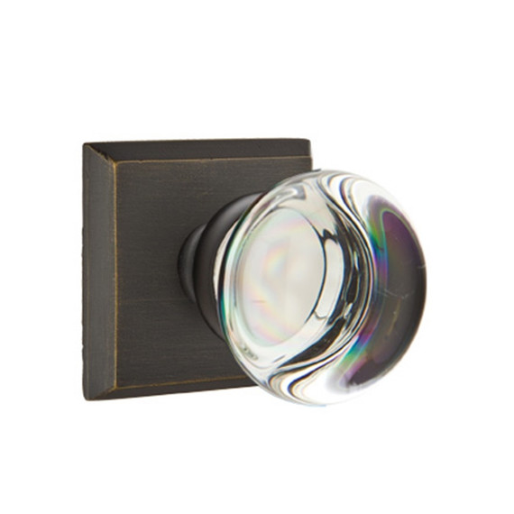 Emtek 7211-PC-MB Providence Crystal Door Knob Privacy Set With Sandcast Bronze #6 Rosette Medium Bronze