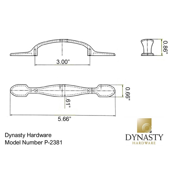 Dynasty Hardware P-2381-AN Classic Cabinet Pull Antique Nickel