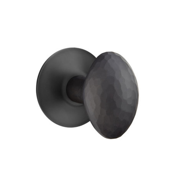 Emtek 5057-HE-US19 Hammered Egg Door Knob Dummy Set With Modern Rosette Flat Black