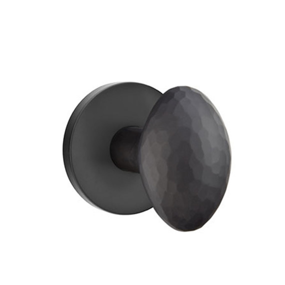 Emtek 5059-HE-US19 Hammered Egg Door Knob Dummy Set With Disk Rosette Flat Black
