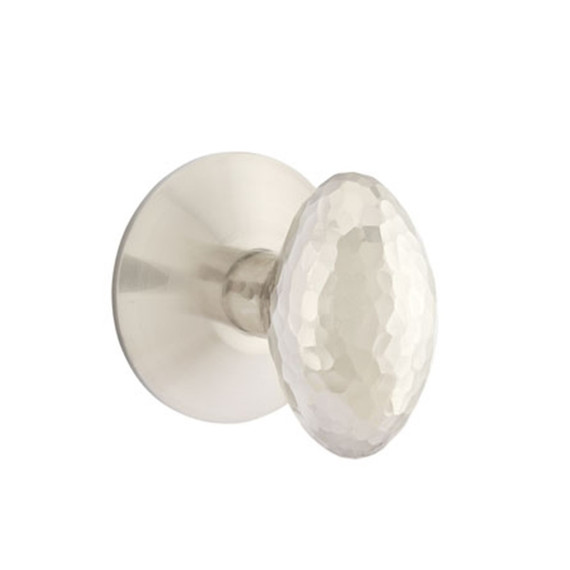 Emtek 5207-HE-US15 Hammered Egg Door Knob Privacy Set With Modern Rosette Satin Nickel