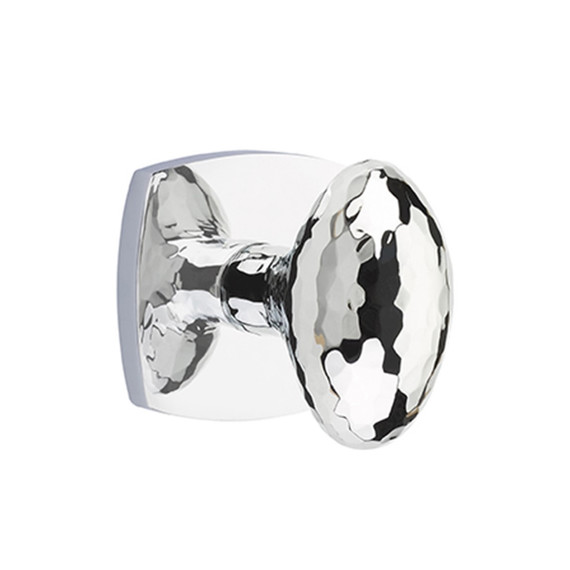 Emtek 5326-HE-US26 Hammered Egg Door Knob Privacy Set With Urban Modern Rosette Polished Chrome