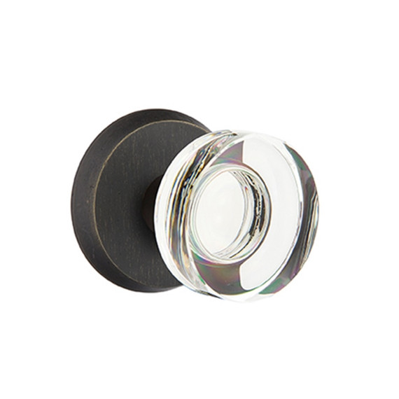 Emtek 7056-MDC-MB Modern Disc Crystal Door Knob Dummy Set With Sandcast Bronze #2 Rosette Medium Bronze