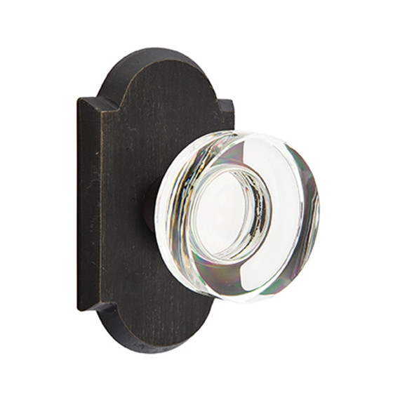 Emtek 7058-MDC-MB Modern Disc Crystal Door Knob Dummy Set With Sandcast Bronze #1 Rosette Medium Bronze