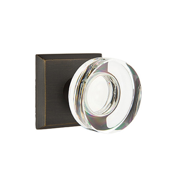 Emtek 7061-MDC-MB Modern Disc Crystal Door Knob Dummy Set With Sandcast Bronze #6 Rosette Medium Bronze