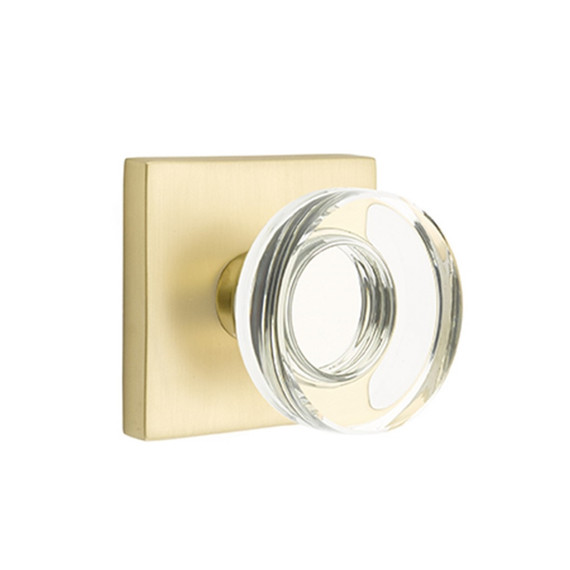 Emtek 5050-MDC-US4 Modern Disc Door Knob Dummy Set With Square Rosette Satin Brass