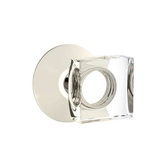 Emtek 5107-MSC-US14 Modern Square Door Knob Passage Set With Modern Rosette Polished Nickel