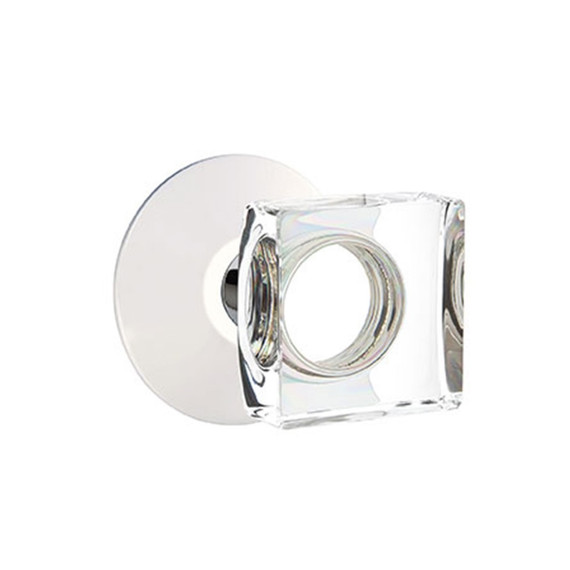Emtek 5107-MSC-US26 Modern Square Door Knob Passage Set With Modern Rosette Polished Chrome