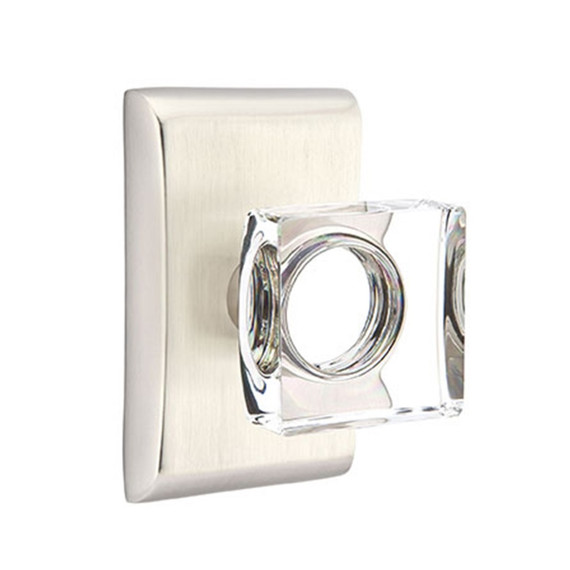 Emtek 5111-MSC-US15 Modern Square Door Knob Passage Set With Neos Rosette Satin Nickel