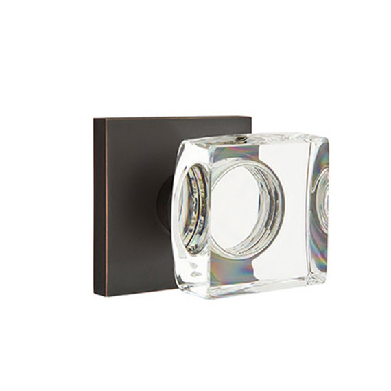Emtek 5050-MSC-US10B Modern Square Door Knob Dummy Set With Square Rosette Oil Rubbed Bronze