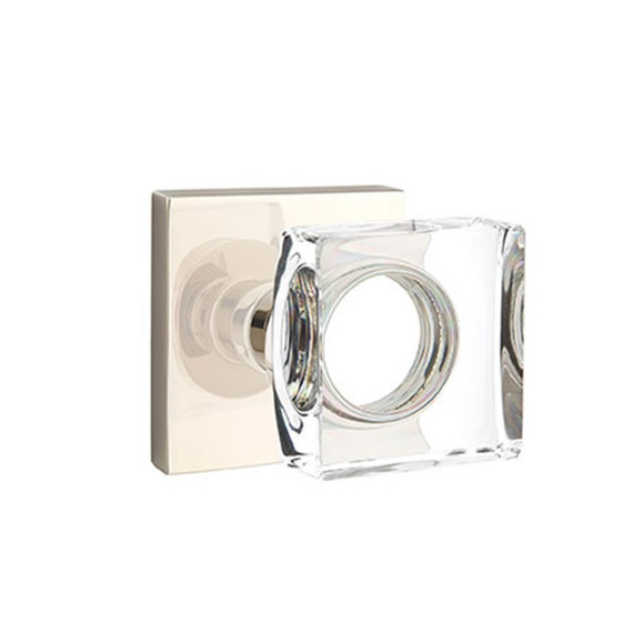 Emtek 5050-MSC-US14 Modern Square Door Knob Dummy Set With Square Rosette Polished Nickel
