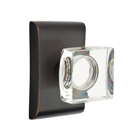 Emtek 5051-MSC-US10B Modern Square Door Knob Dummy Set With Neos Rosette Oil Rubbed Bronze