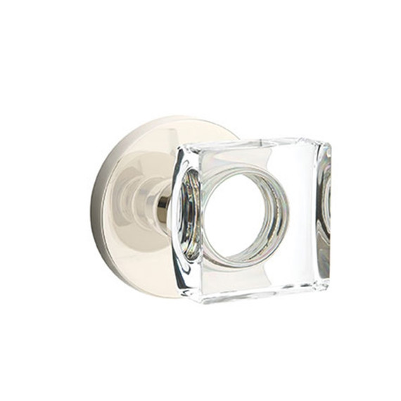Emtek 5209-MSC-US14 Modern Square Door Knob Privacy Set With Disk Rosette Polished Nickel