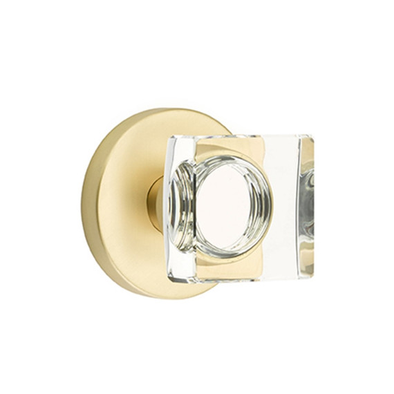 Emtek 5059-MSC-US4 Modern Square Door Knob Dummy Set With Disk Rosette Satin Brass