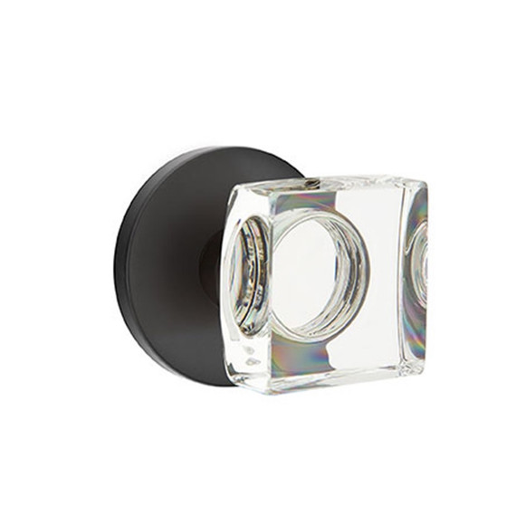 Emtek 5209-MSC-US19 Modern Square Door Knob Privacy Set With Disk Rosette Flat Black