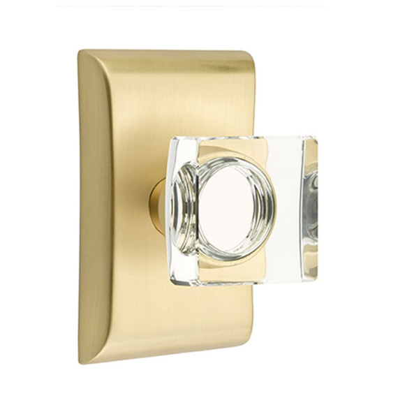 Emtek 5211-MSC-US4 Modern Square Door Knob Privacy Set With Neos Rosette Satin Brass