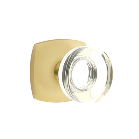 Emtek 5326-MDC-US4 Modern Disc Door Knob Privacy Set With Urban Modern Rosette Satin Brass