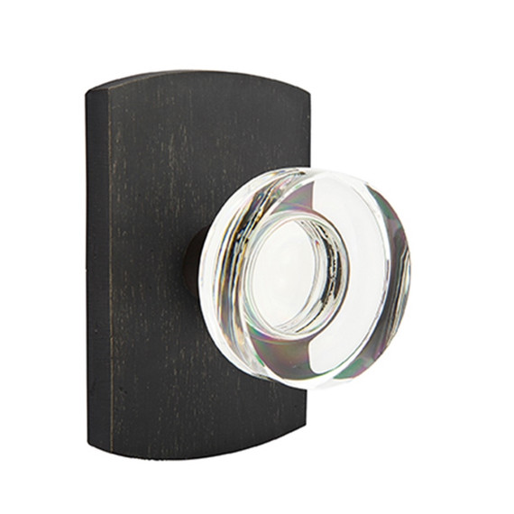 Emtek 7100-MDC-MB Modern Disc Crystal Door Knob Passage Set With Sandcast Bronze #4 Rosette Medium Bronze