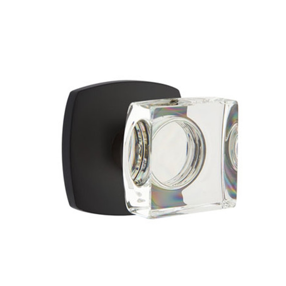 Emtek 5326-MSC-US19 Modern Square Door Knob Privacy Set With Urban Modern Rosette Flat Black