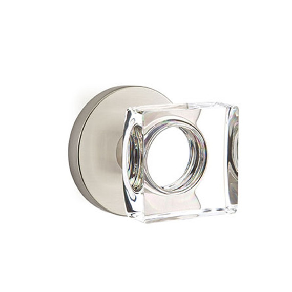 Emtek 5109-MSC-US15 Modern Square Door Knob Passage Set With Disk Rosette Satin Nickel