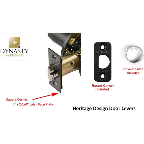 Dynasty Hardware HER-30-12P Heritage Lever Privacy Set, Aged Oil Rubbed Bronze