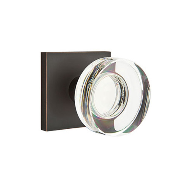 Emtek 5110-MDC-US10B Modern Disc Door Knob Passage Set With Square Rosette Oil Rubbed Bronze