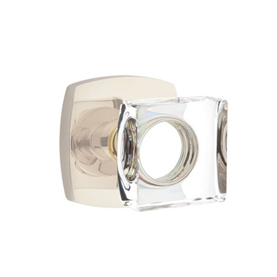 Emtek 5306-MSC-US14 Modern Square Door Knob Dummy Set With Urban Modern Rosette Polished Nickel
