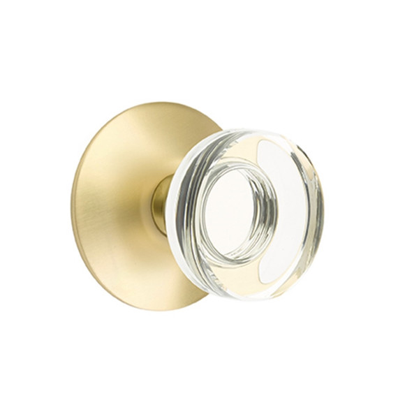 Emtek 5107-MDC-US4 Modern Disc Door Knob Passage Set With Modern Rosette Satin Brass