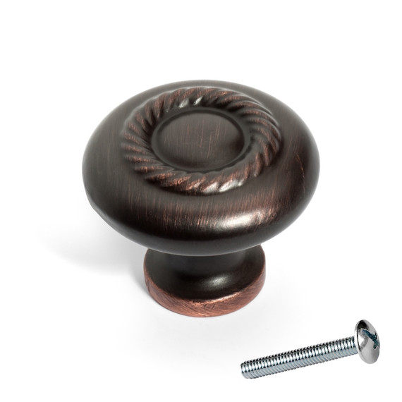Dynasty Hardware K-80117-12P Rope Cabinet Knob, Aged Oil Rubbed Bronze