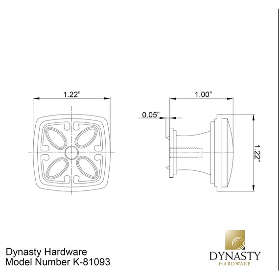 Dynasty Hardware K-81093-10B Square Design Cabinet Knob, Oil Rubbed Bronze