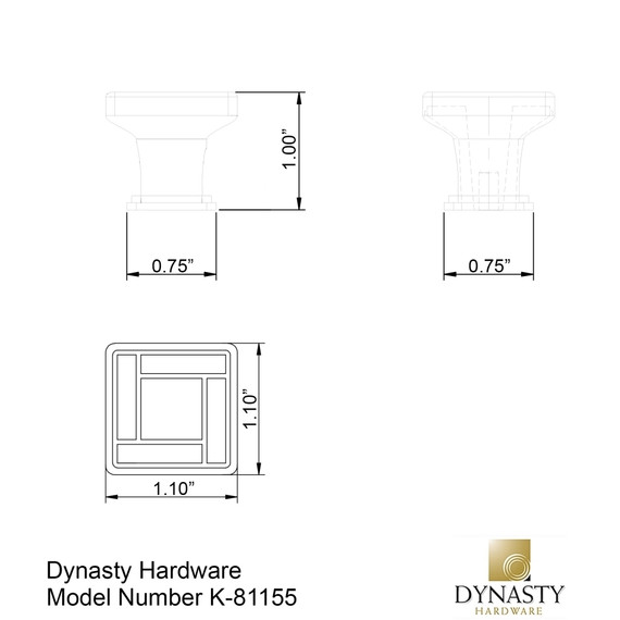 Dynasty Hardware K-81155-10B Arts & Crafts Cabinet Knob Oil Rubbed Bronze